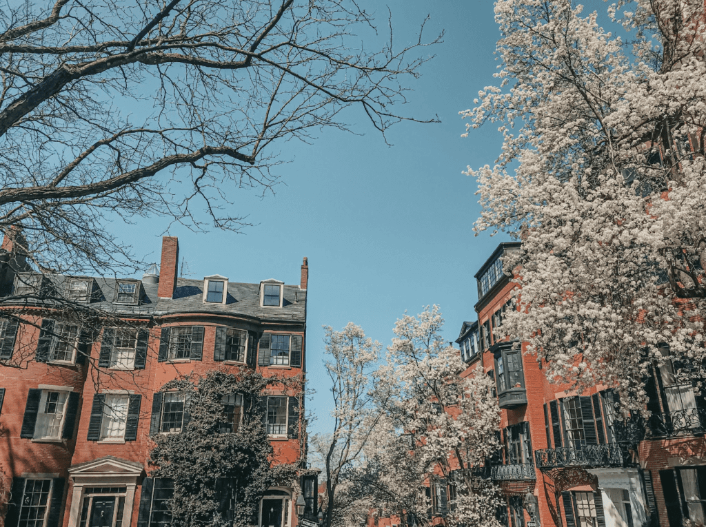 beacon hill houses in the spring