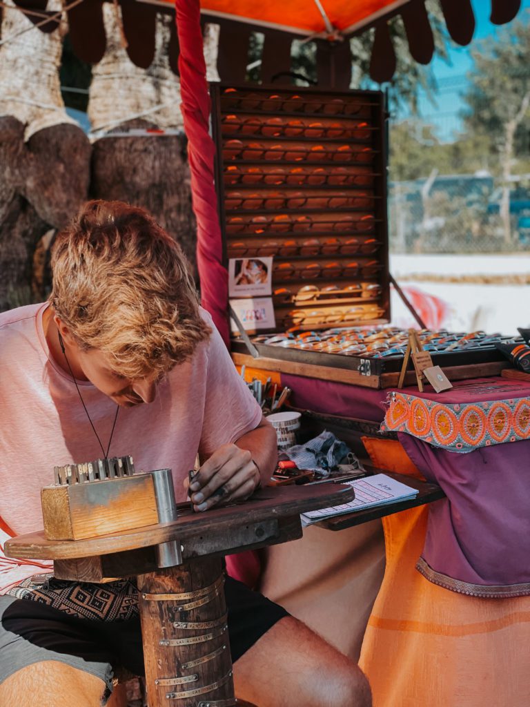 A craftsman at Las Dalias Hippy Market in Ibiza