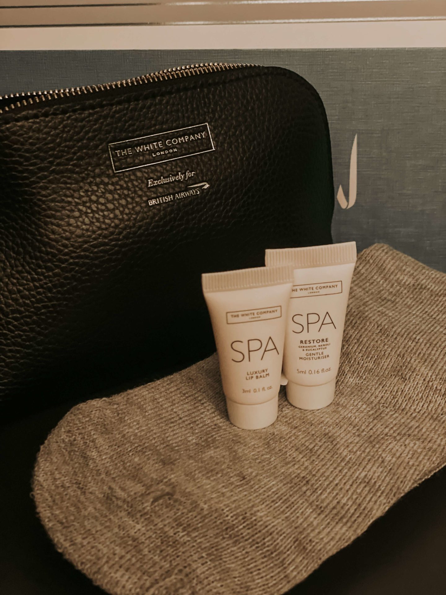 white company airline amenity kit