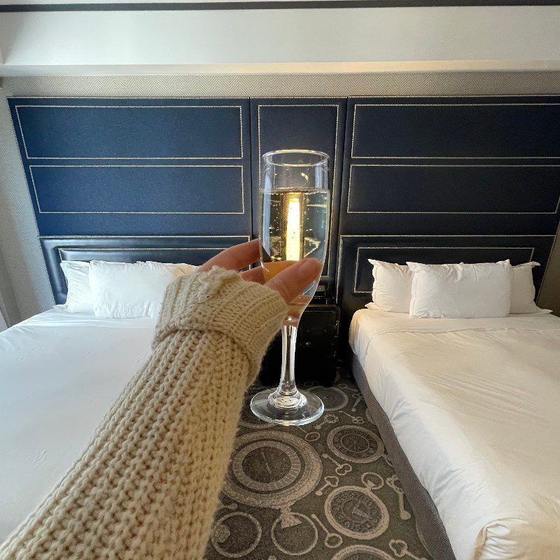in-room dining with champagne