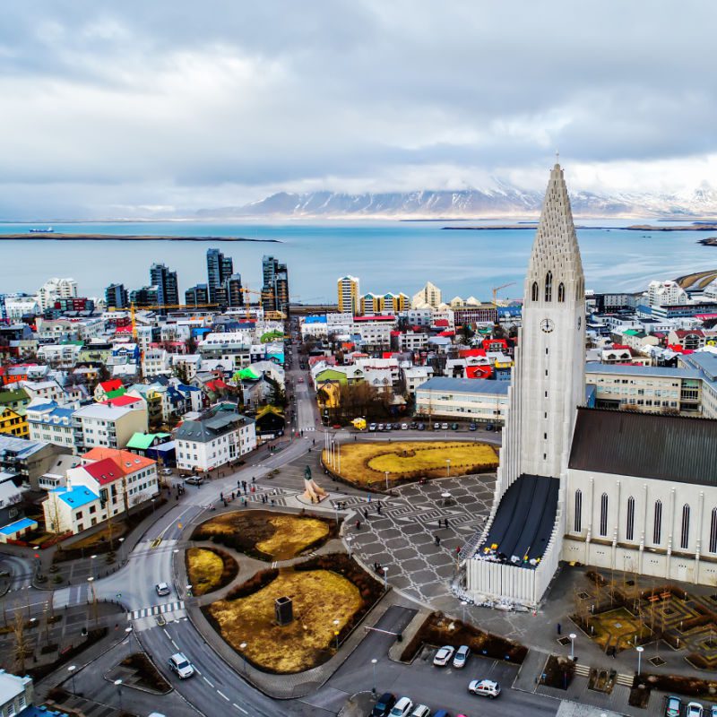 birds eye view of reykjavik